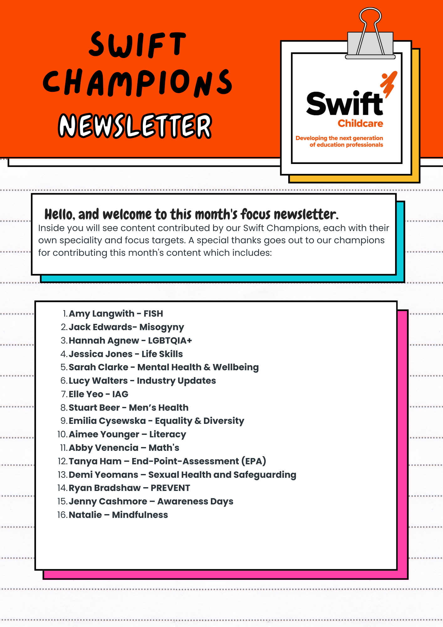 Champions Swift Newsletter - September 2025